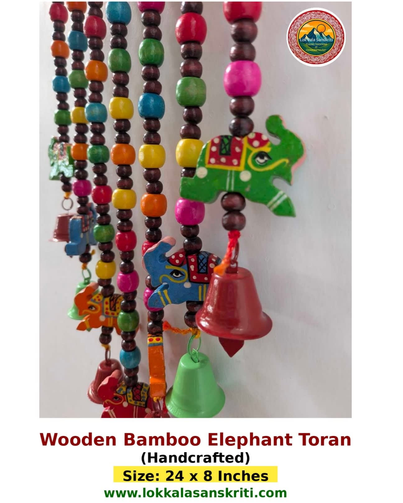 Wooden Bamboo Elephant Toran (Handcrafted) thumbnail 4