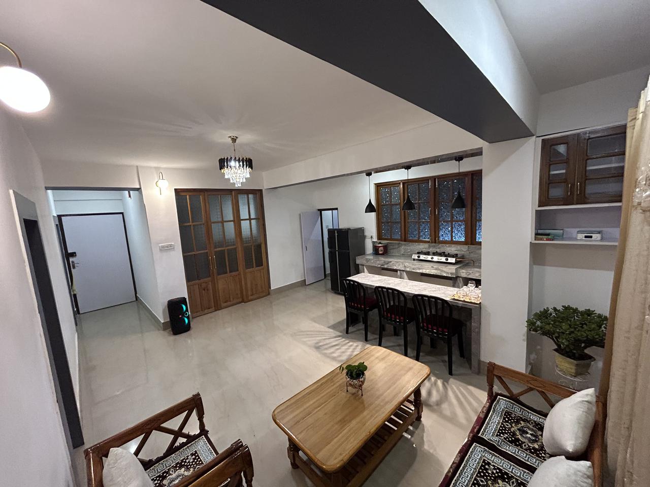 The Gloaming living room and kitchen in Gangtok
