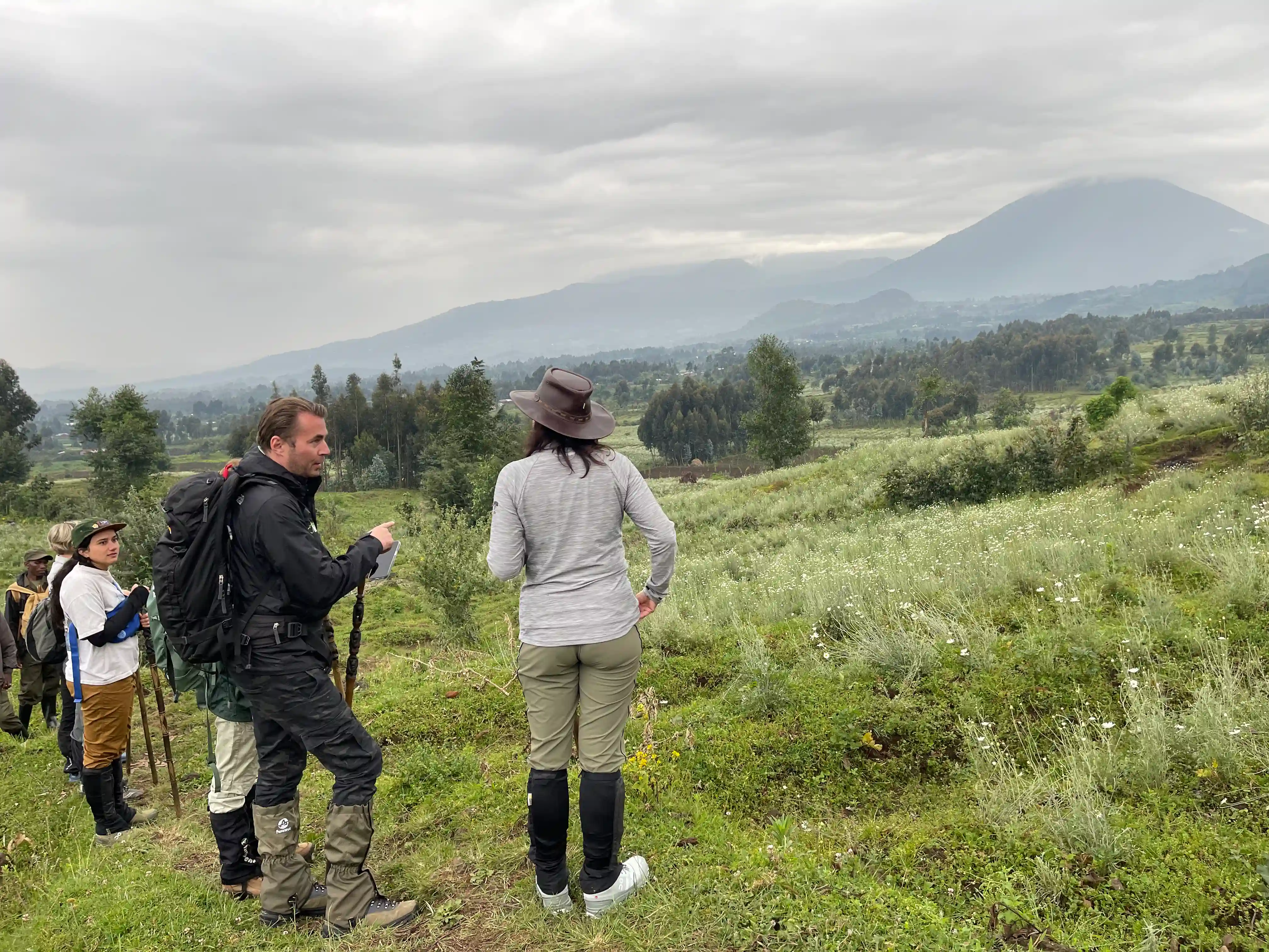 Guests trekking gorillas in Bwindi