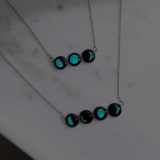 Lunar Horizon Three Moon Necklace in Stainless Steel