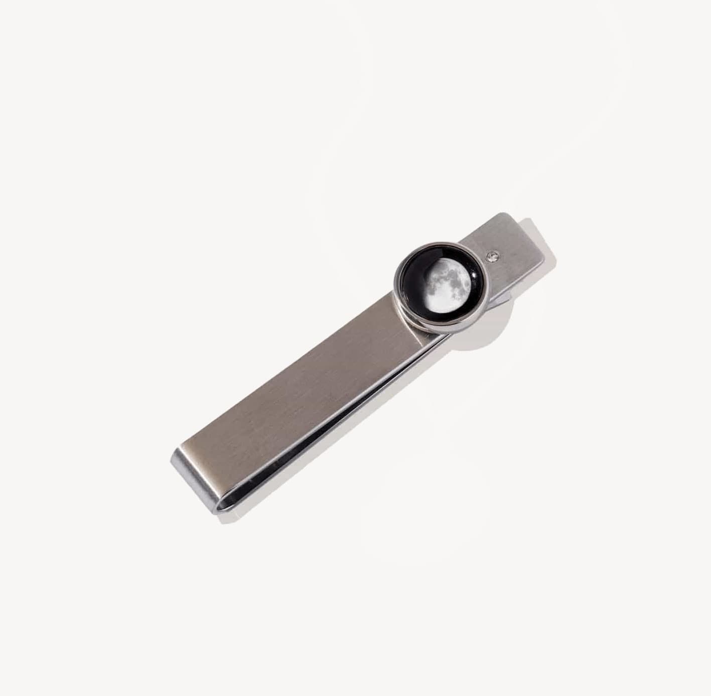 Moonglow Jewelry Tie Clips Moon & Crystal Tie Bar in Stainless Steel