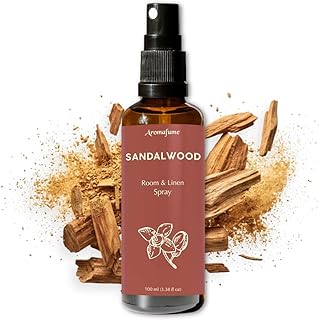 Sandalwood Room, Linen & Pillow Spray by Aromafume |100Ml | Chandan Room freshener mist With Pure Sandalwood Essential Oil | Aromatherapy Spray For Relaxation, Grounding | Perfect for Festive Gifting