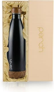 Perch Retro Hot and Cold Stainless Steel Water Bottle 980ml | Triple-Layer Vacuum Insulated Bottle| ISI Certified, Leakproof & BPA-Free | with Gift Box | Wooden Black