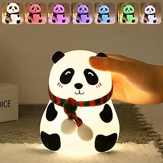 One94Store Rechargeable Silicone Panda Night Light for Kids | 7-Color LED Changing Lamp |Adorable Room Decor & Gift for Toddlers, Teens, & Valentine's Day Present|Soft BPA-Free Nightlight| Multicolour