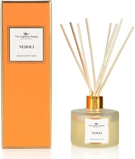 The Fragrance People Neroli Luxury Natural Reed Diffuser - Includes 8 (175ml) Set of Reed Sticks Long Lasting Scented Home Fragrance Diffuser - Natural Essential Oil Alcohol-Free. Glass Bottle