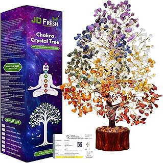 JD FRESH 300 Beads, 7 Chakra Crystal Tree, Showpiece Good Luck and Positive Energy, Showpiece for Living Room, Natural Healing Gemstones Money/Lucky Tree for Good Luck, Multicolor