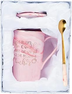 NYRWANA Coffee Mug, Gift for Woman, Birthday Present for Girlfriend, Mugs for Present, Present Items for Women, Cute Mugs for Teacher with Spoon, Box & Bag (400ml-Pink)