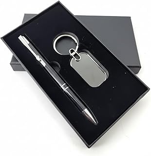 LASER ART Personalized Pen and Keychain Gift Set for Men and Women - Customized Name Engraved Luxury Ball Pen with Metallic Keychain - Premium Corporate Gift Box