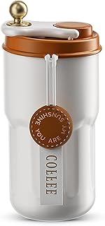 Wosta Coffee Mug with Ziplock Lid, Coffee Thermal Mug Coffee to Go, Double-Walled Vacuum Thermal Mug, Coffee, Stainless Steel Thermal Mug, Large (Without Temperature Display) (Brown), 420Ml