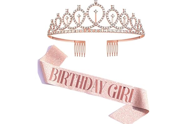 Shining Diva Fashion Latest Stylish Birthday Sash and Crown - Pack of 2 Pcs | Birthday Queen Crown | Birthday Gifts for Best Friend, Sister, Teenager | Birthday Decorations Items