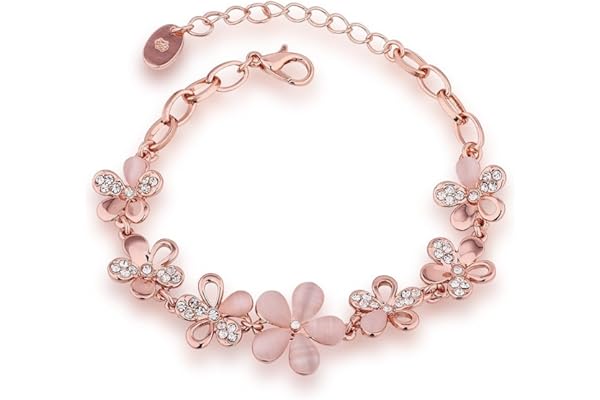 YouBella Jewellery Bracelets for Women Stylish Rose Gold Plated Crystal Bracelet Bangle Jewellery for Girls and Women