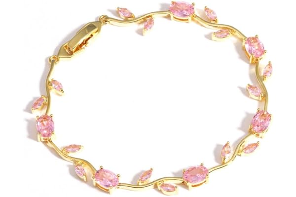 INTESHA® Anti Tarnish 18K Gold Plated Floral Tulip Bracelet for Women & Girls | Elegant Daily Wear Jewelry | Gift for Her | Pink Tulip Bracelet