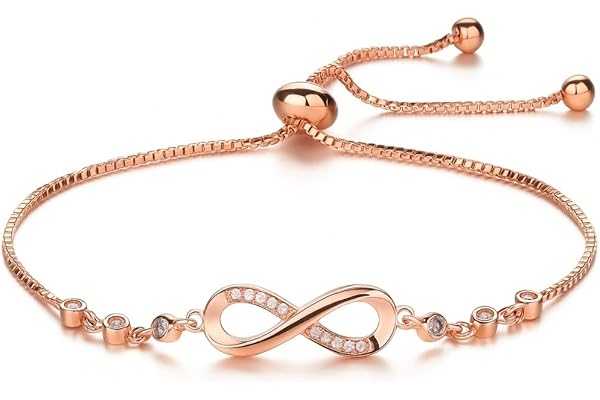Nilu's Collection Infinity Shape Cubic Zirconia Diamond Bracelet for Women Jewelry for Gift, Adjustable Charm Bracelet