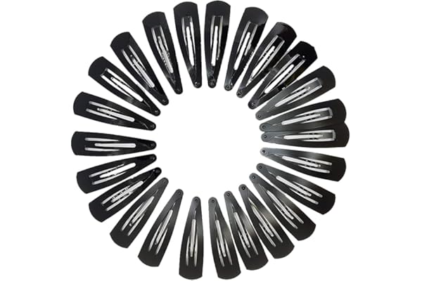 TEMPERIA Tic Tac Hair Clips for Girls (Pack of 24pcs) (5cm) (Matte Black) - Tik Tak Pins for Women