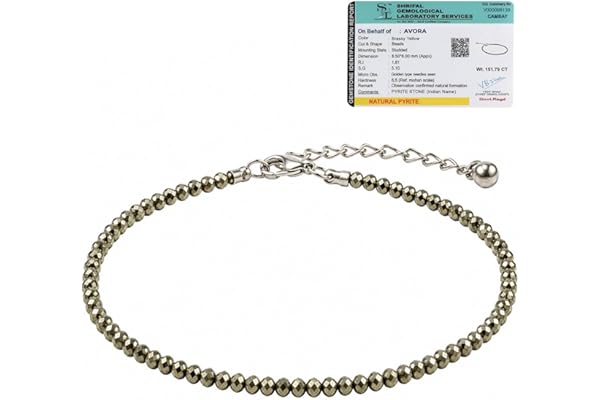 AVORA Raw Pyrite Anklet for Women | Natural Stone Jewellery for Wealth, Luck & Protection | Certified Crystal | Spiritual Healing Jewellery Gift for Girls & Women | Adjustable Payal Bracelet