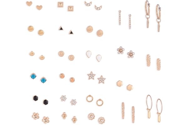Zaveri Pearls Set Of 25 Gold Tone Smart Casual Wear Studs & Hoop Earrings For Women-ZPFK14053