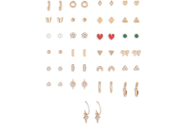 Zaveri Pearls Set of 25 Gold Tone Classy Contemporary Studs & Hoop Earrings For Women-ZPFK14668