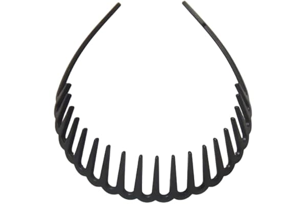 Seeotwo 2 Pieces Resin Hairband Shark Tooth Style Non-Slip Black Wave Sports Yoga Headband Fashion Adjustable Wavy Hair Hoop Band for Women, and Girls (Small)