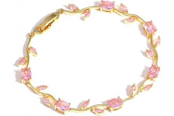 finistra® Tulip Bracelet for Women Stylish | Gold Plated Pink Crystal Floral Jewellery | Adjustable Chain for Women & Girls Stylish | Elegant Tulip Bracelet for Women, Party & Daily Wear Accessory