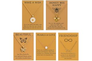 SUPER SOFTENER 5 Pcs Combo Pendant Necklace Set for Women Stylish Chains | Butterfly, Pearl, Daisy, Honey Bee & Infinity Jewellery Combo for Women Pendant Necklace Gifts for woman And Girls