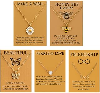 5 Pcs Combo Pendant Necklace Set for Women Stylish Chains | Butterfly, Pearl, Daisy, Honey Bee & Infinity Jewellery Combo for Women Pendant Necklace Gifts for woman And Girls