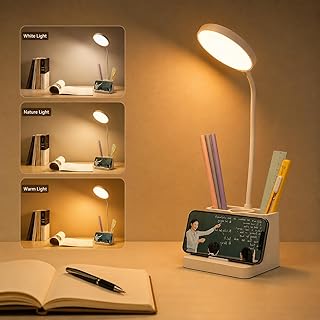 Fulminare Plastic LED Desk Lamp Dimmable Table Lamp Reading Lamp with USB Charging Port 3 Colour Mode,Touch Control Eye Caring, Desk Lamp for Study, Work (Pawn)