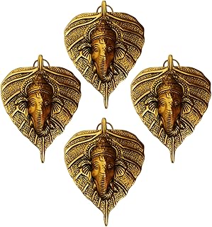 Betterminds Return Gifts For Women Action Ganesh Wall Hanging (Pack Of 4) Wedding Gift Anniversary Housewarming Corporate Gifts Baby Shower Return Gifts (Gold), Metal