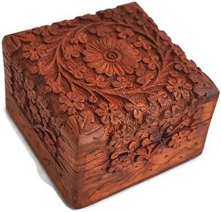 StarZebra Novelty Item Unique Artisan Traditional Hand Carved Rosewood Jewelry Box From India (Brown)