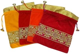 Velvet Lace Potli Batwa Bag for Women | Bridal Shagun Pouch & Return Gift Potli | Lightweight Ethnic Handbag with Drawstring Closure