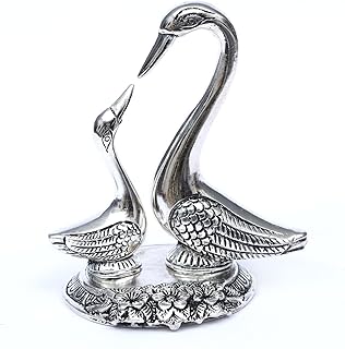 GIFTCITY® Silver Plated Pair of Kissing Duck for Home Decor Office Desk Showpiece Decorative (13Lx9Bx14H CM)