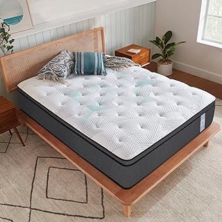 Springtek Eurotop Hybrid Latex Mattress | Euro Top 8 Inches Pocket Spring Queen Size Gadda | GOLS CERTIFIED Natural PINCORE Dunlop Latex |78x60 Inch