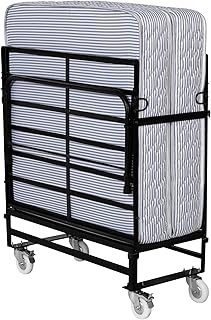 Florance Rollaway Folding Bed with 6-Inch HR Foam Mattress | Heavy-Duty Wrought Iron Frame, Lockable 360 Wheels, Space-Saving & Portable Design, Quilted Cotton Cover, Single Size, 75x36x6 Inches