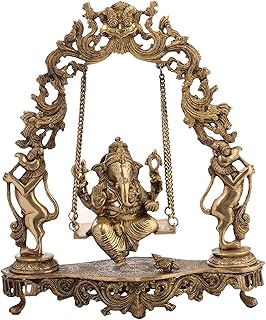 Dattatreya Brass Ganesha Statue on Jhula, Height 18" I Home Decor