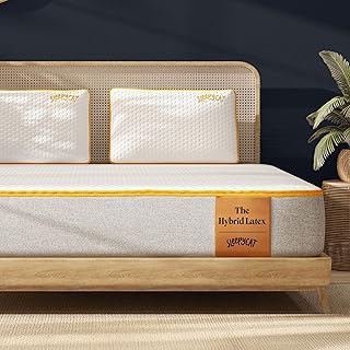 SleepyCat Latex Mattress | 10 Years Warranty | Firm, Orthopedic 8-inch Hybrid Mattress with Pinhole Tech Latex & Memory Foam Layers | 5-Zone Support and Bamboo Cover (King-78x72x8 Inch)