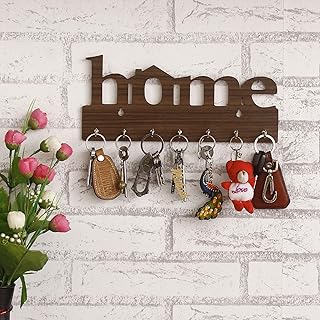 Webelkart Wooden Key Holder with 7 Hooks, 29 x 13.5 cm, Brown