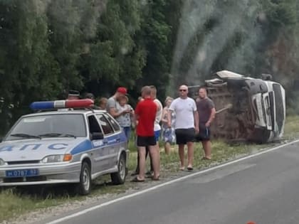 В полиции рассказали подробности ДТП с перевернувшимся под Рязанью микроавтобусом