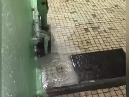 В Рязани на улице Советской Армии затопило водой подъезд жилого дома