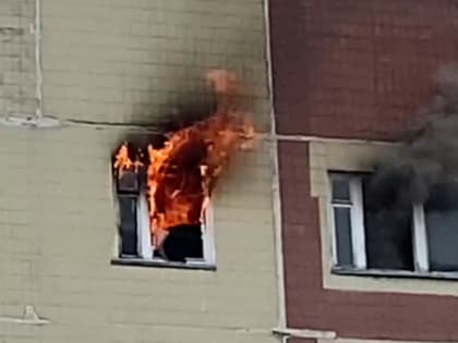 Появилось видео пожара в многоэтажке на улице Новосёлов в Рязани