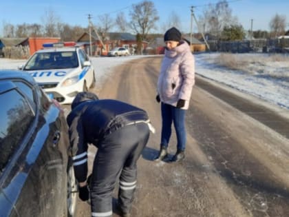 Автоинспекторы помогли беременной рязанке поменять колесо