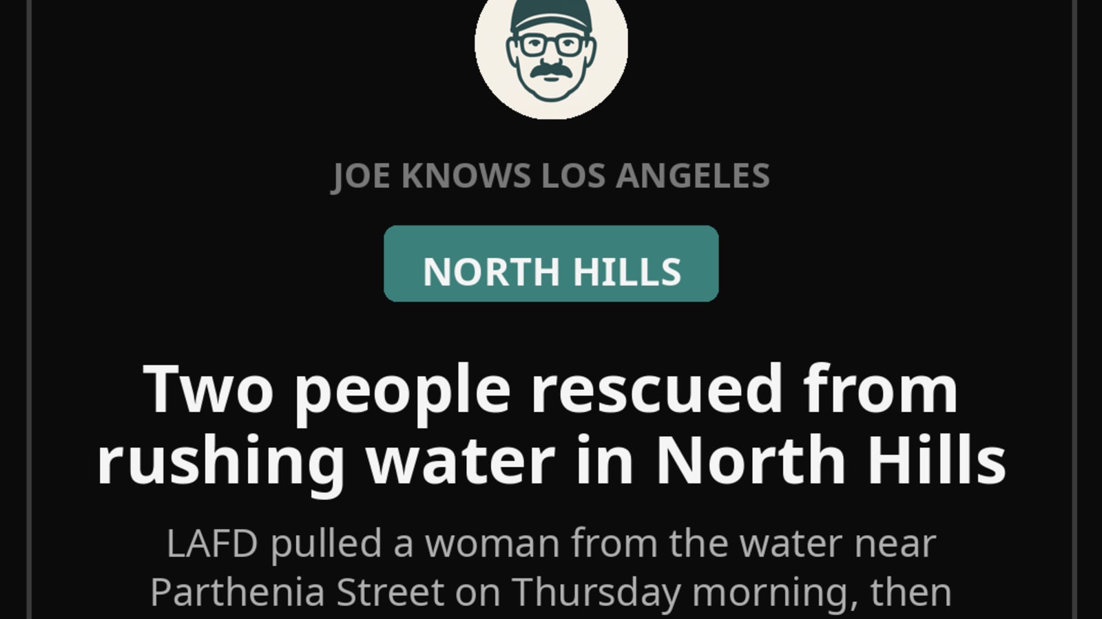 Two Rescued From Rushing Water in North Hills, LAFD Says