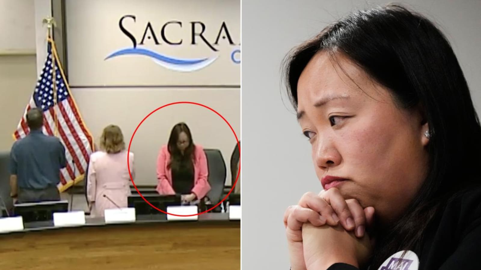 California candidate turns her back on US flag and skips Pledge.
