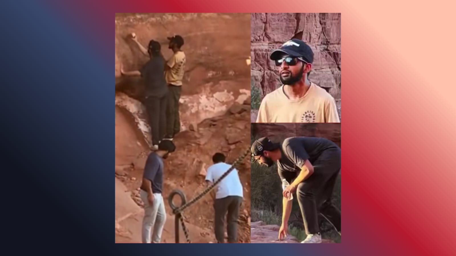 Indian men carved names into sacred Native American rock in Sedona and laughed the whole time.