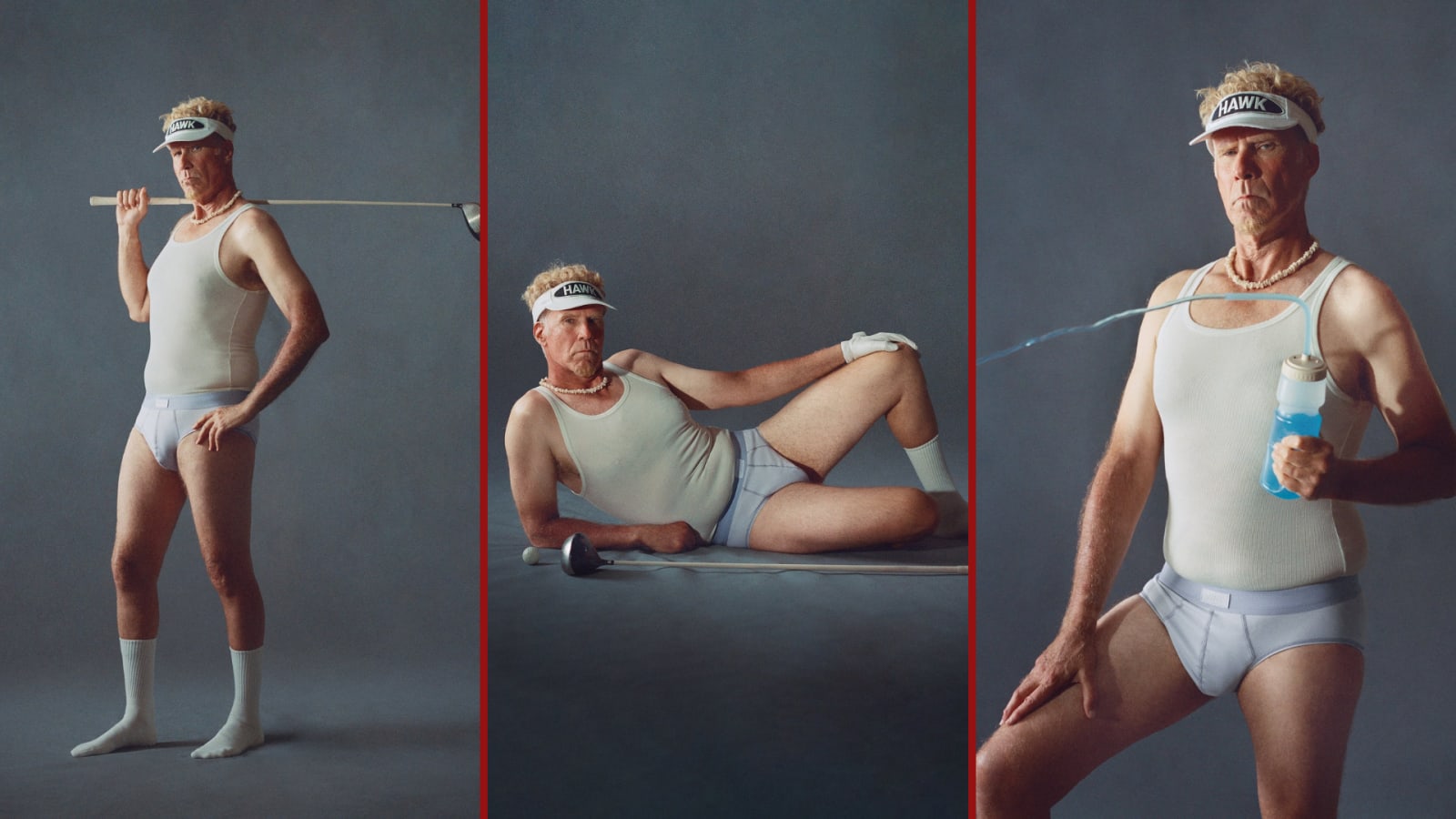 Will Ferrell stars in Kim Kardashian’s new SKIMS menswear campaign as golf legend Lonnie Hawkins.