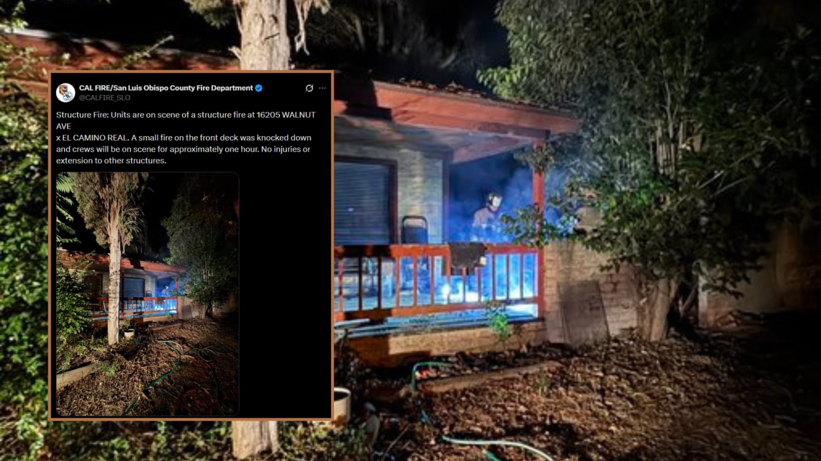 Small Deck Fire Quickly Knocked Down at Walnut Avenue Home