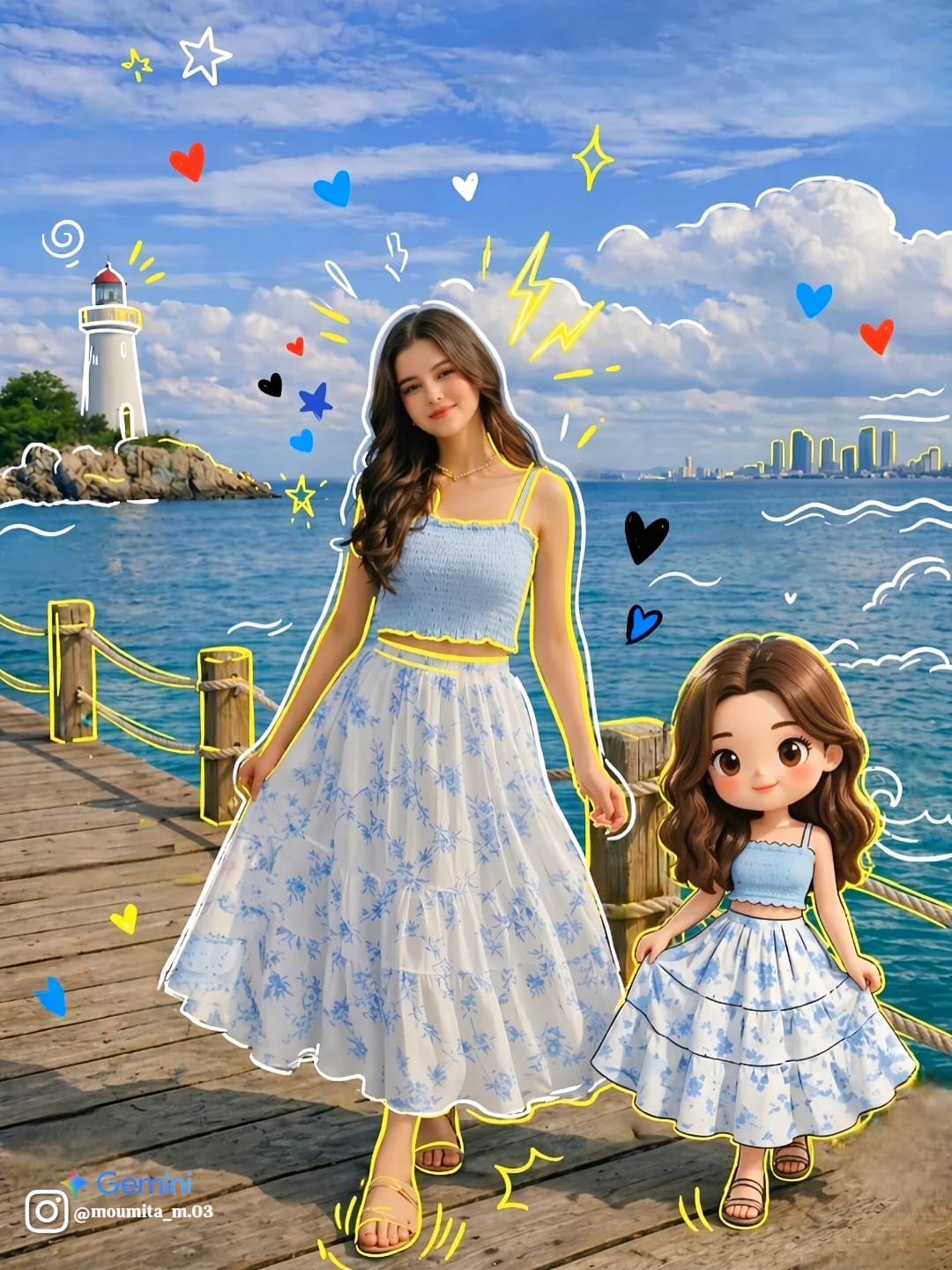 Viral Chibi Clone Doodle Portrait Photo Edit – in an open field, AI image made with Nano Banana Pro