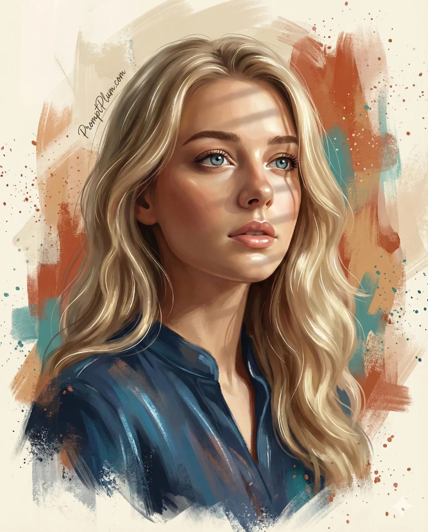 Editorial Acrylic Painting Portrait, AI image made with ChatGPT
