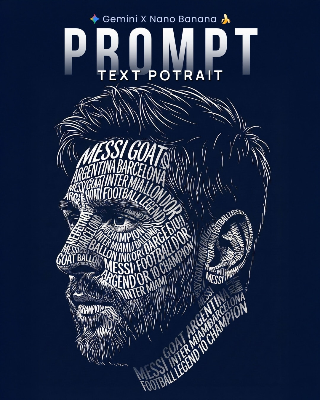 Typography Face Silhouette Portrait, AI image made with Nano Banana Pro