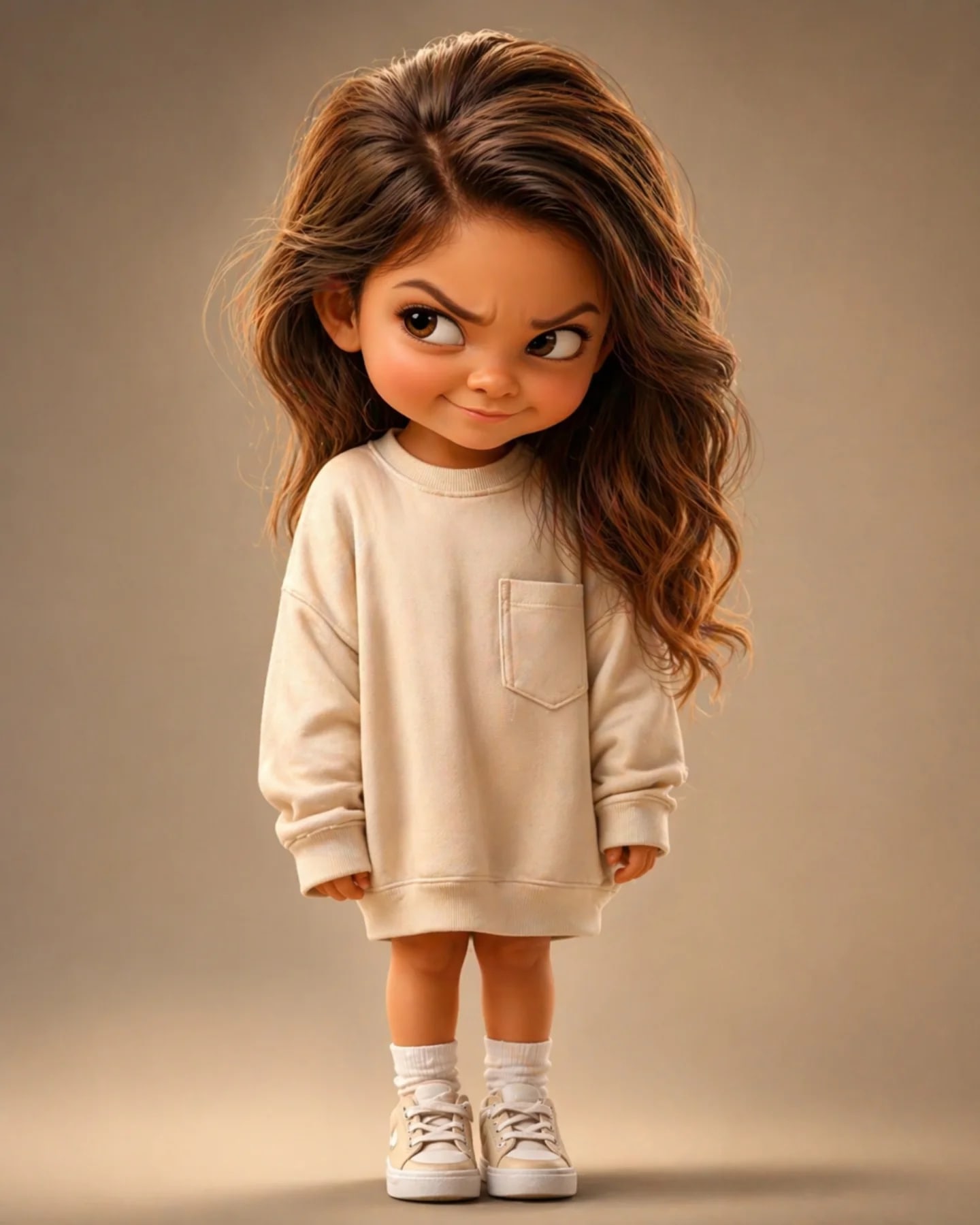 Mischievous Pixar Chibi Portrait – in a photo studio, AI image made with ChatGPT