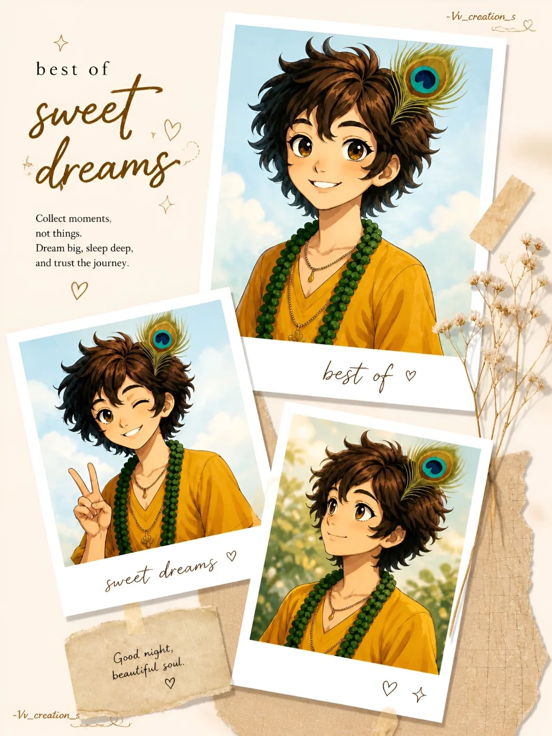 Manhwa Polaroid Collage Portrait, AI image made with ChatGPT