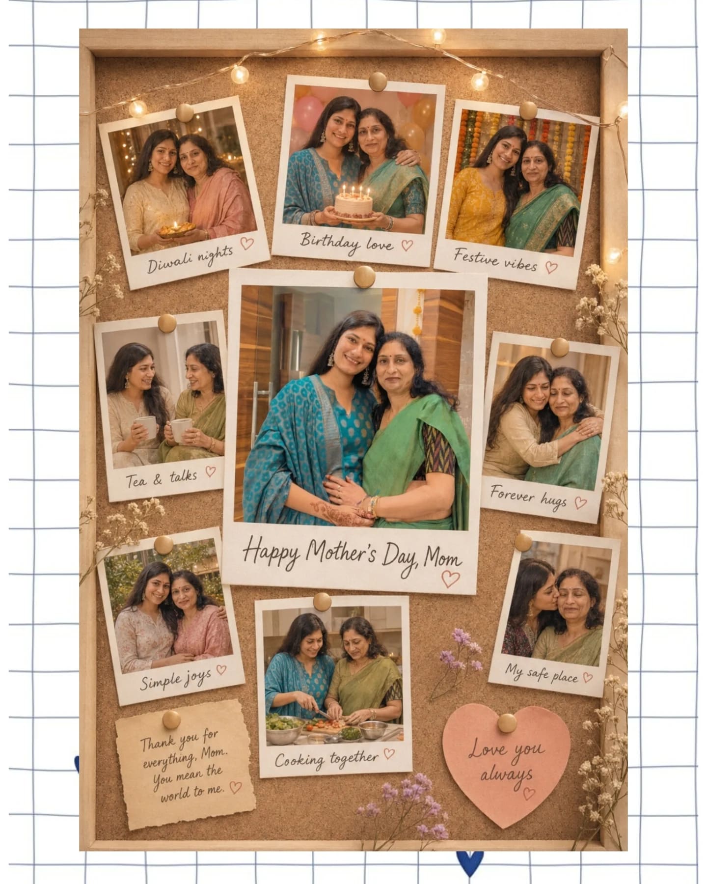 Emotional Mother’s Day Wall Collage, AI image made with Nano Banana Pro
